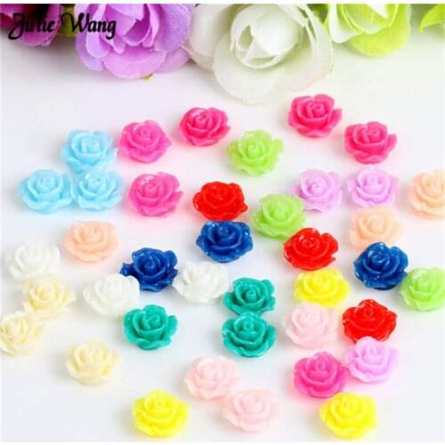 Julie Wang 20pcs Resin Rose Slime Beads Flatback Cabochon Mix Color Phone Case Scrapbooking Embellishments Hair Accessory Making