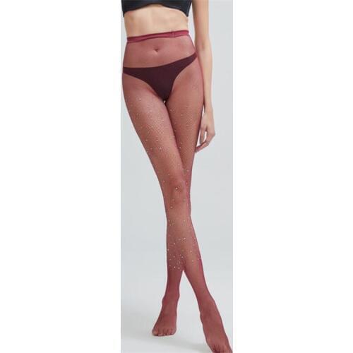 2019 New Occident Sexy Stockings Hot Drilling Fishnet Stocking Ladies Small Mesh High Elastic Pantyhose Breathable Female Tights