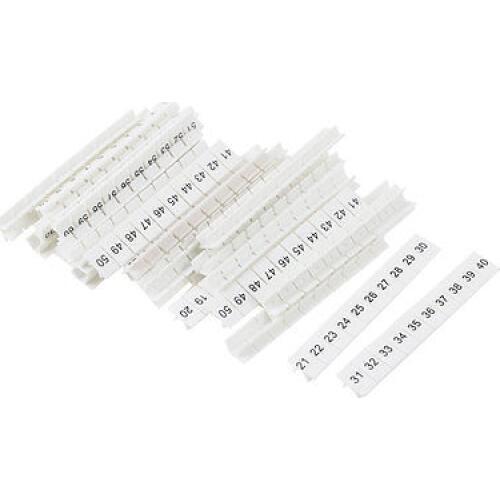 30 Pcs 1-60 5mm x 3.5mm White Terminal Block Marker Number Strips