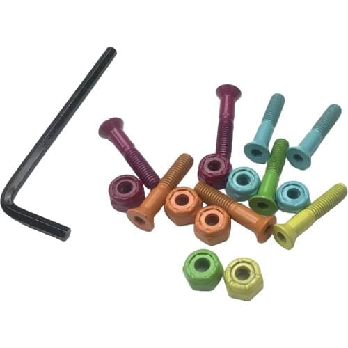 8x Colorful Longboard Skateboard Wheel Hardware Screws Nuts Bolts 25mm