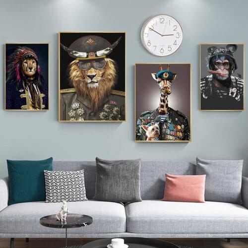 Canvas Painting abstract animal deer parrot lion tiger monkey Posters and Prints Fashion wall Art Pictures for Living Room Decor