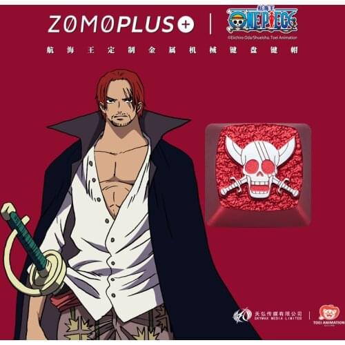 ZOMO PLUS X ONE PIECE FOUR EMPERORS RED HAIRED SHANKS ALUMINUM ARTISAN KEYCAP MECHANICAL KEYBOARD KEYCAP