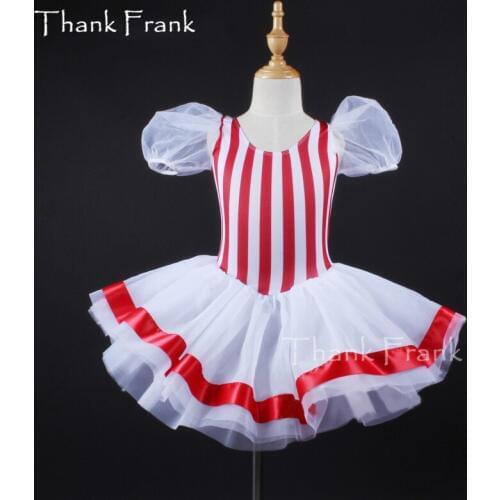 Puff Sleeve Stripe Ballet Tutu Dress Girls Adult Romantic Dance Costume Thank Frank C393