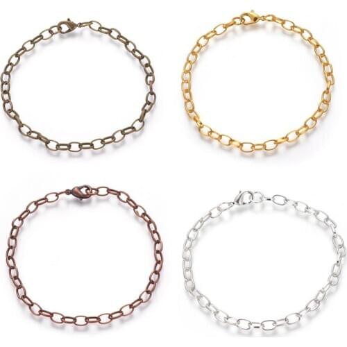 10pcs Iron Metal Cross Cable Chain with Lobster Claw Clasps for Bracelet Jewelry Making