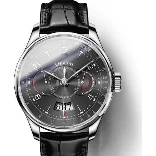 Luxury brand mens automatic watches,men wrist watch LOBINNI Switzerland man mechanical wristwatch waterproof clock reloj hombre