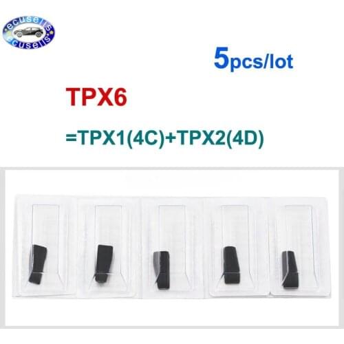 5 PCS, Car key chip TPX6 Transponder chip=TPX1(4C)+TPX2(4D) carben ( can repeat copy) Blank Chip