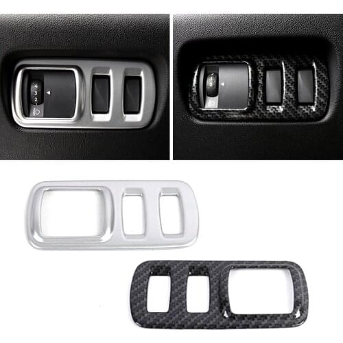 For Renault Kadjar 2015-2019 Head Lights Lamp Switch Button Decoration Cover Trim Carbon Fiber Silver Printed Interior Styling