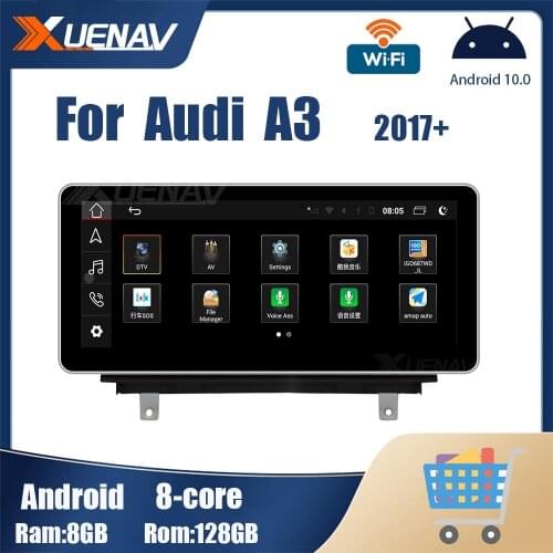 Android DVD Player Radio Stereo For Audi A3 2017 2018 2019 2020 2021 car audio tape recorder GPS navigation car Multimedia