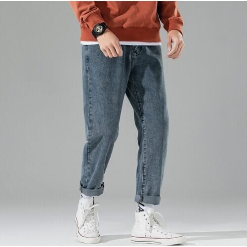 Men Straight Jeans Fashion Mens Retro Wide Leg Pants Spring Autumn New Trendy Wild Jeans Male