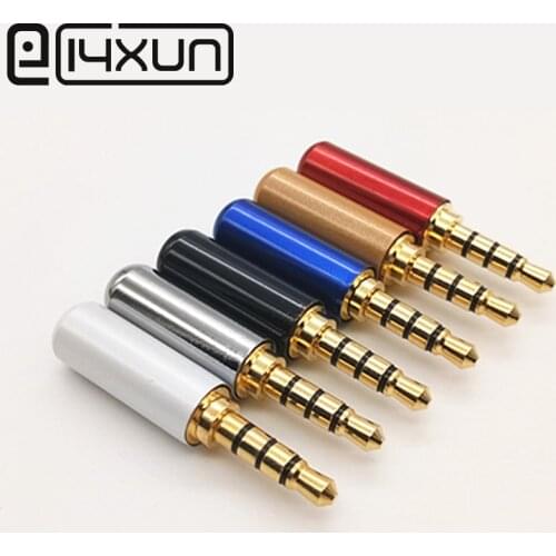 EClyxun 1pcs Copper 3/4 Pole 3.5mm Plug Male Headphone Jack with Clip 3.5 mm Stereo Audio Connector for 4mm Cable Adapter