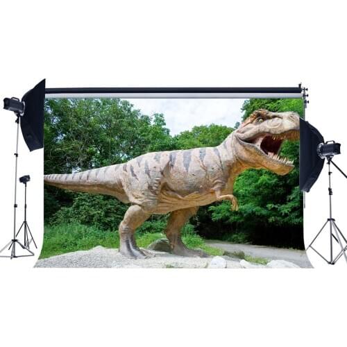Dinosaur Backdrop Jurassic Period Jungle Forest Green Trees Scary Dinosaur Photography Background