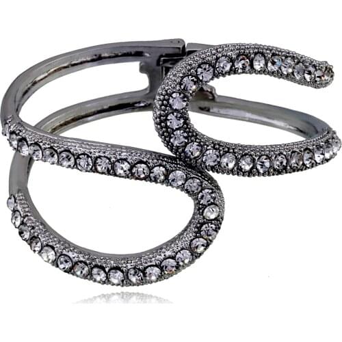 HAHA&TOTO New Fashion Statement Rhinestones Vintage Bangle Cuff Bracelet for Women Chunky Trendy Bracelet Party Wedding Pulseira