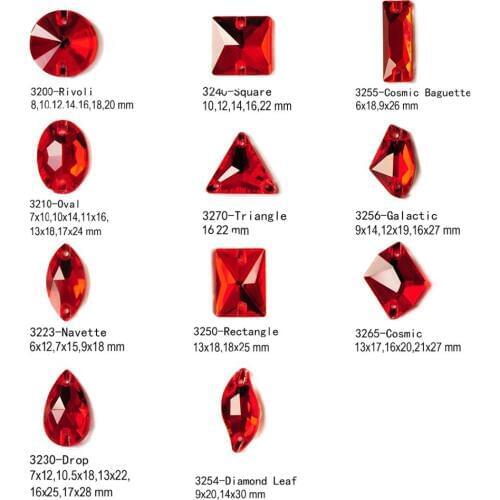 Crystal Strass Light Siam Red Glass Sew On Rhinestones With Holes Flatback DIY Sewing Rhinestones For Garment Wedding Dress