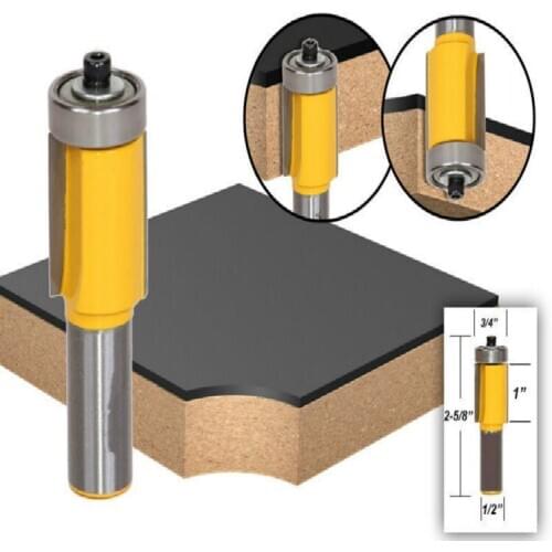1 pc Flush Trim Router Bit End Bearing - 3/4"W X 1"H - 1/2" Shank