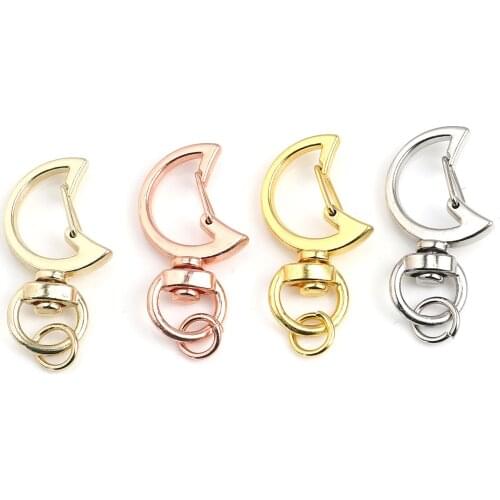 Metal Moon Split Key Ring Swivel Lobster Clasp Connector Keychain DIY Making Bag Belt Chains Keyring Findings,10Sets(2PCs/Set)