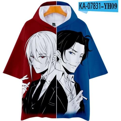 Kawaii Japanese Anime Moriarty The Patriot 3D Print Hoodies Men/Women Short Sleeve Hooded Sweatshirt Y2K Trend Clothes Tops