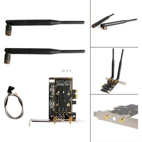 Mini BCM4352 867Mbps + Bluetooth BT 4.0 802.11AC/BGN Desktop PCI-E Adapter Card with Wifi Antennas