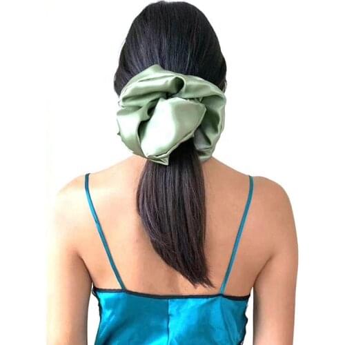 Fashion Girls Hair Accessories Oversized Imitated Silk Hair Scrunchies Big Satin Large Hair Tie For Women