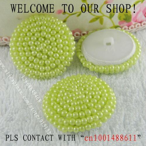 Plastic Hand made Fashion Beads Button, Green Shank Diamand Button 24MM Decorative Hat dress bag shoes 5 Pcs/lot Free shipping