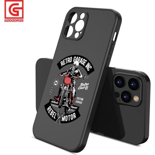 New Popular TPU Phone Case Skull Biker Club Pattern Soft Touch Scrub Phone Cover For iPhone 12 11 Pro X XS XR XS Max 6 7 8 plus