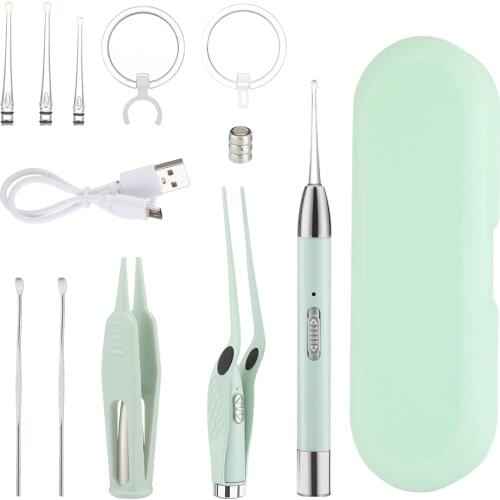 3Pcs Luminous Earpick Set LED Light Luminous Ear Spoon Rechargeable Ear Wax Removal Curette Picker Ear Cleaner Ear Cleaning Care