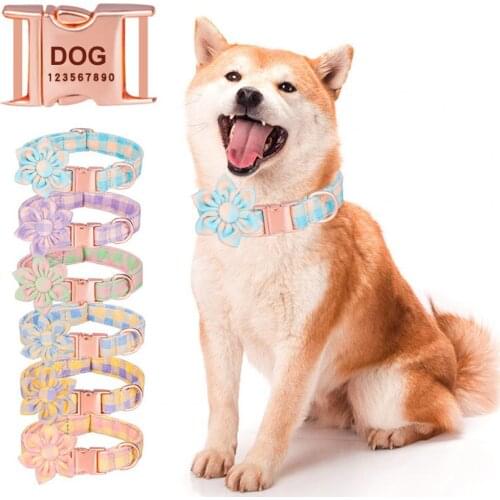 Pet Dog Collar Six Petals Flower Decorative Adjustable Puppy Collar Necklace Festival Pet Product Birthday Party Size S-L