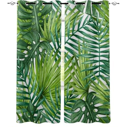 Palm Leaves Jungle Leaves Plant Green Blackout Curtains For Living Room Bedroom Window Treatment Blinds Drapes Kitchen Curtains