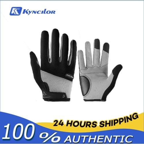 Kyncilor MTB Gloves Cycling Full Finger Men Breathable Shockproof NonSlip Bicycle Riding Touchscree Sport Bike PU Leather Mitten