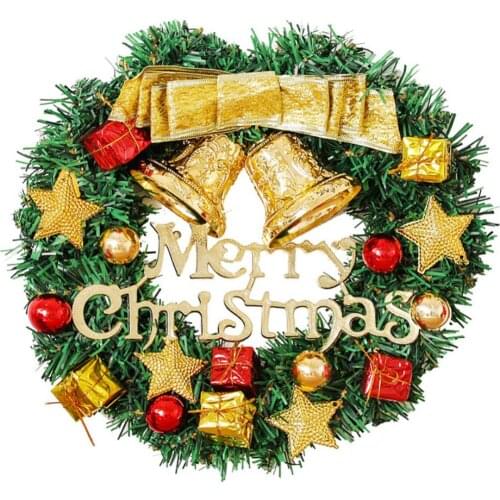 30cm Artificial Pine Christmas Wreath Christmas home decorations Christmas tree Bowknot Bells Red Berries Xmas Door Decoration