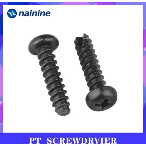 100Pcs M2 M2.3 M2.6 M3 Black Phillips Self-tapping Pan Thread Cutting Screw Electronic PT Screws SS21