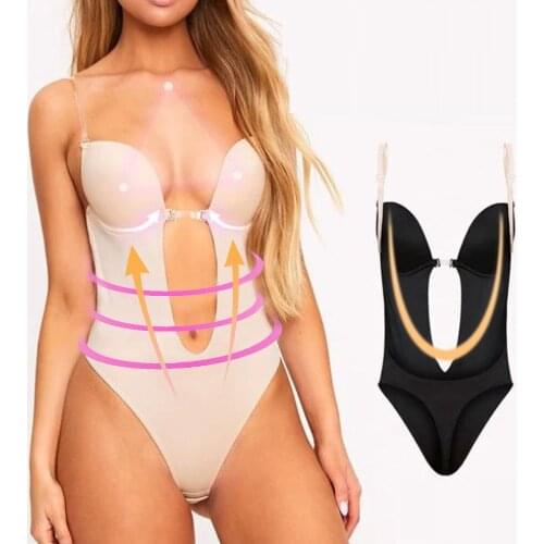 Sexy Womens Backless Body Shaper Bra Womens Corset Top Body Suit Backless Invisible Push Up Bra Bodysuit Womens Underwear