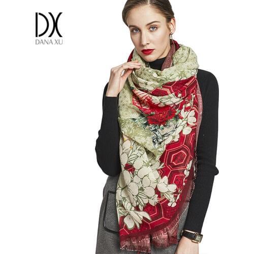 Wool Square Head Scarves Women Elegant Carf Warm Shawl Stoles Bandana Scarf Hijab Beach Blanket Face Shield Pashmina Cape Islam