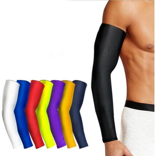 Sports Elastic Arm Sleeve Mens Sun UV Protection Compression Bicycle Male Oversleeve Breathable Arm Warmer Cover Gym Muscle