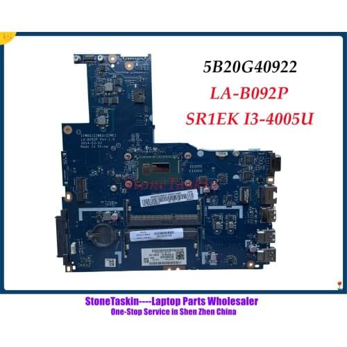 StoneTaskin FRU:5B20G40922 For Lenovo Ideapad B50-70 Laptop Mainboard ZIWB2/ZIWB3/ZIWE1 LA-B092P SR1EK I3-4005U DDR3L Tested