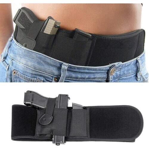 Tactical Belly Gun Holster Invisible Belt Bag Concealed Carry Elastic Girdle Waist Pistol Case For Glock 17 19 Hunting Magazine