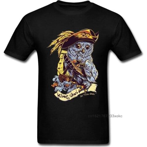 KING OWL IN THE SEA Party Short Sleeve Tops T Shirt Father Day Round Neck 100% Cotton Boy T-Shirt Party Tee Shirt Prevailing