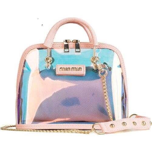2021 HOT Sale Women Transparent Bag Clear PVC Jelly Small Shell Bag Handbag Laser Holographic Shoulder Bags Female Lady Sac D250