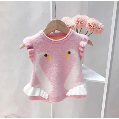 Girls Vest Round Neck Pullover Sweater Spring and Autumn New Childrens Knit Sweater Baby Girl Infant Vest