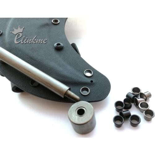 1pcs tool+ 200pcs #8-8-7.2 (1/4" length under flange x 1/4" outside diameter) Black brass Eyelets krivets for .06"~0.8" Kydex