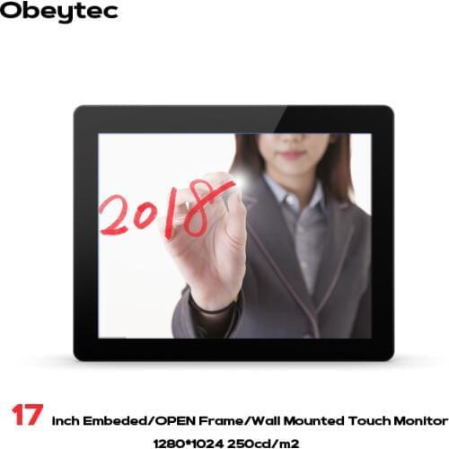 17" DVI VGA HDMI open-frame touchscreen displays with capacitive touch technology, 10 touch points,1280*1024, OB170-CFF03