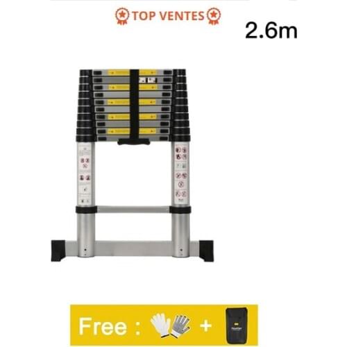 3.2M Telescopic Ladder Single Straight Ladder Home Portable Folding Ladder Project Thickened Aluminum Alloy One-word Ladder HWC