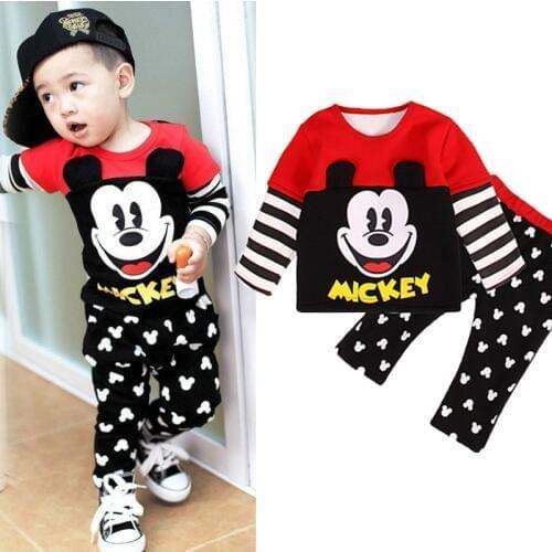 2pcs Disney Baby Boy Clothing Mickey Kids Clothes Girls Fall Outfits Boutique New Fashion Toddler Winter Clothes Cartoon Infant