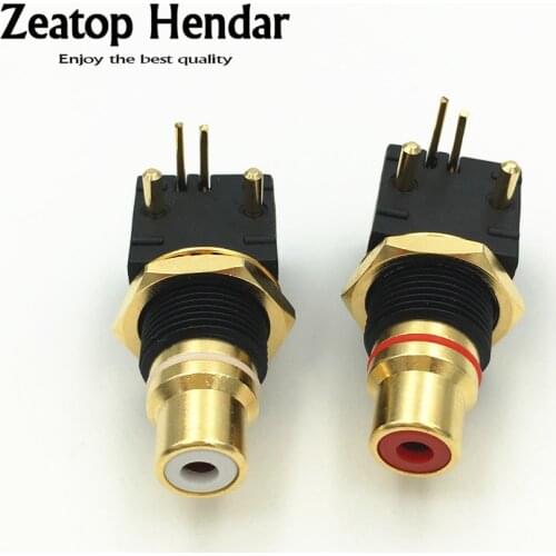 2Pcs High Quality Copper Gold Plated RCA Terminal Female Jack PCB Socket Connector