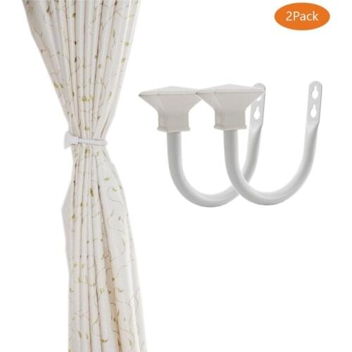 2 Pack Curtain Holdbacks, U Shaped Wall Mounted Curtain Tieback Hooks Drapery Tiebacks Decorative Curtain Hooks for Home Decor