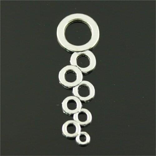 20pcs/lot Circles Connector Charms Pendant DIY Metal Jewelry Making Antique Silver Color 37x11mm