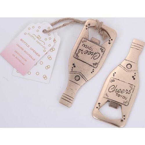 200pcs/lot Creative Champagne Metal Beer Bottle Opener Personalized Favors and Gifts for Party Supplies Wedding SN1933