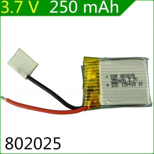 3.7V 250mAH 2 PCS /lot Remote Control aircraft accessories 3.7V 250mAH 802025 25C discharge lipo batteries