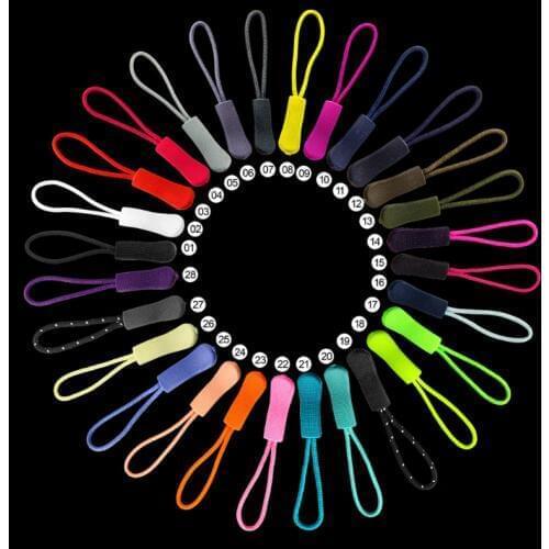 30pcs 7cm Zipper pull multicolor slip-resistant fluorescent zipper slip rope puller for apparel bag sportwear 002