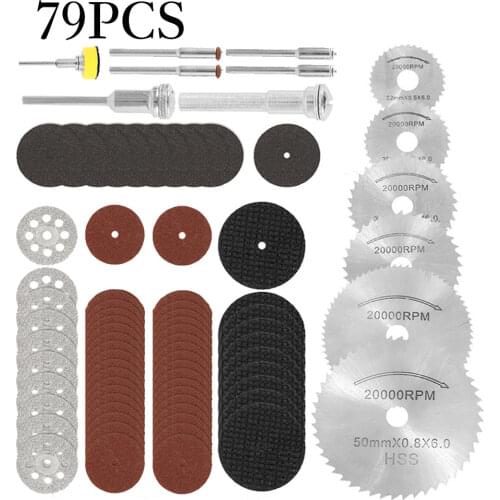 32/79pcs Cutting Tool Saw Blades for Dremel Metal Cutter Power Tools Rotary Tool Wood Cutting Discs Drill Mandrel Cutoff