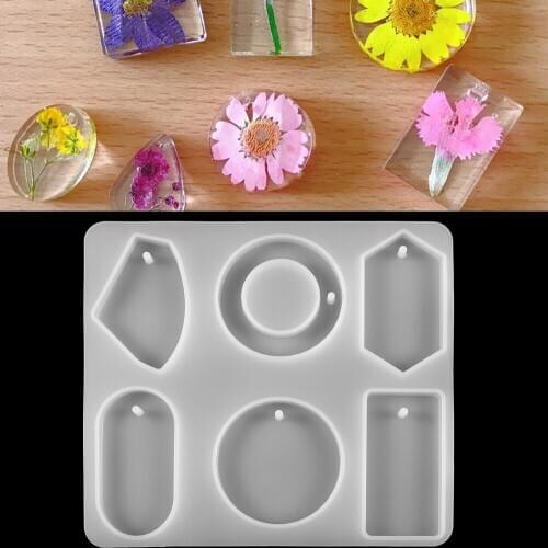 6Pcs Round Pendant Casting Silicone Epoxy Molds Sets UV Epoxy Resin Molds Tools For DIY Jewelry Making Findings Supplies Kits